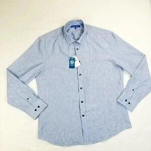 Vince Camuto Large Embroidered Logo Blue Striped